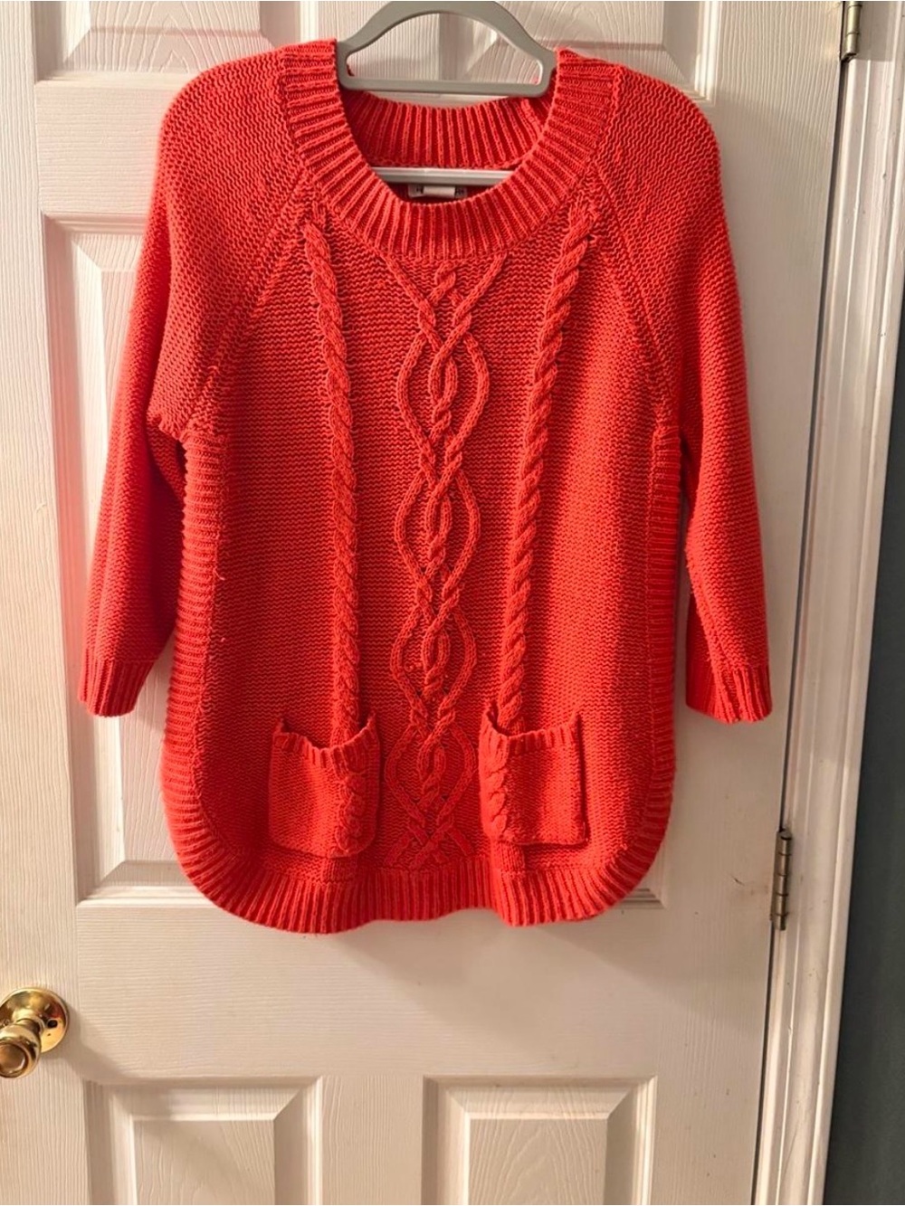 Hannah Coral Cable-Knit Crewneck Sweater